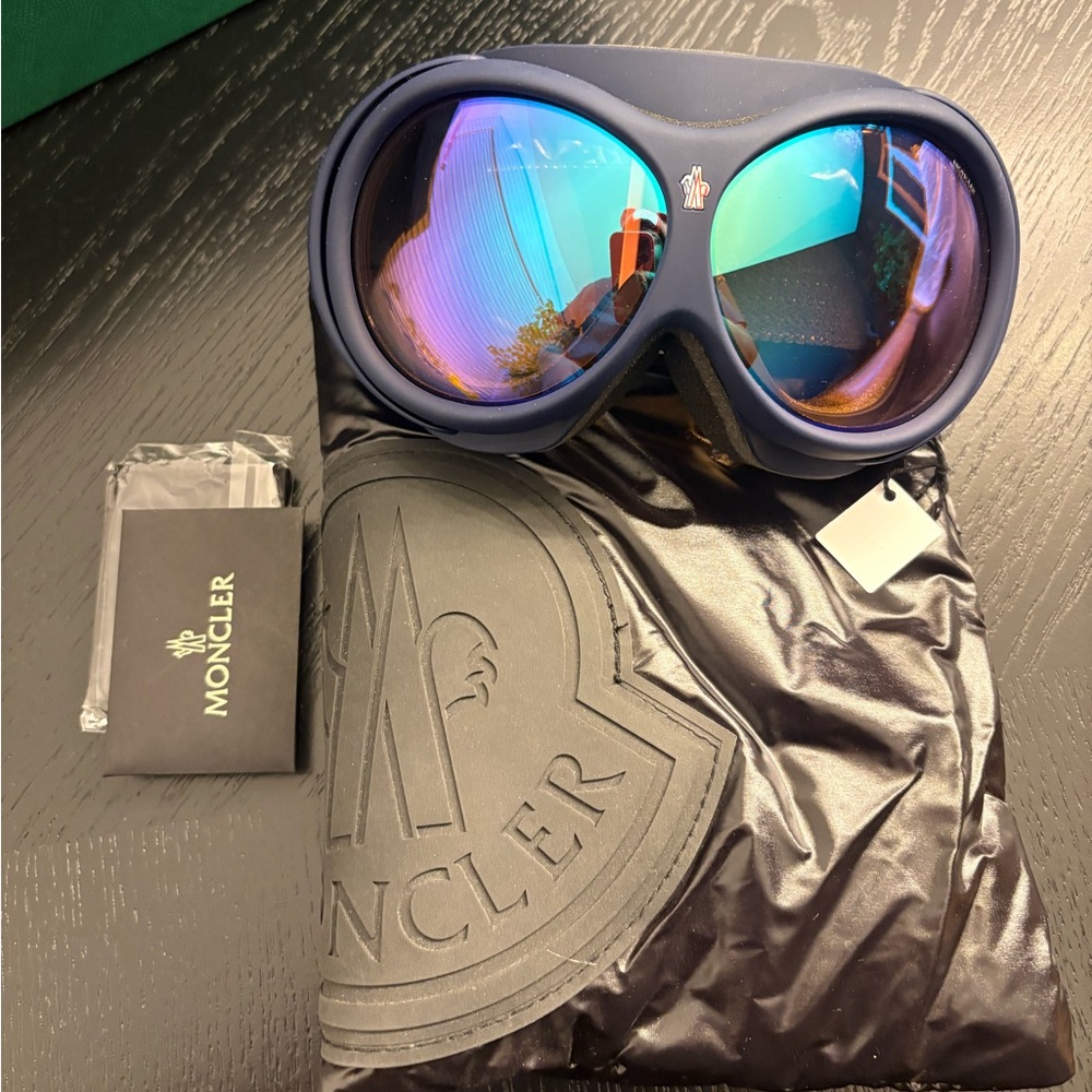 Moncler Navy Goggles with Reflective Lenses
